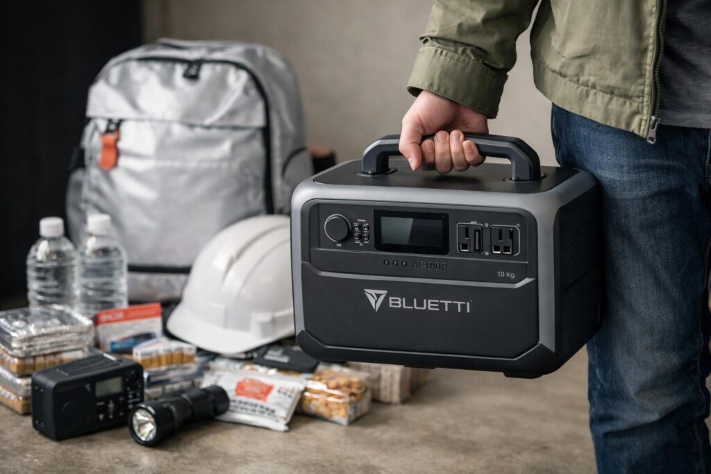 おすすめ理由5 BLUETTI AC70Pの持ち運びやすさと防災セットとの相性