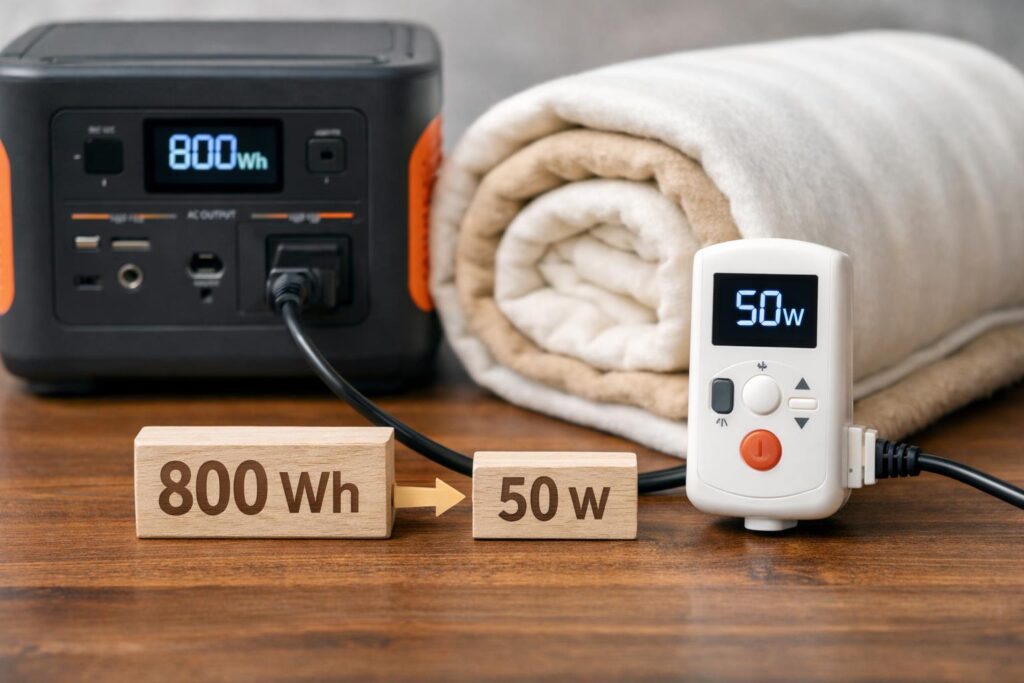 朝まで使えると思っていい？ポータブル電源で電気毛布を使える時間の目安