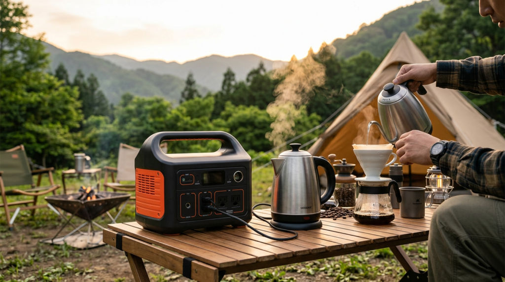 ポータブル電源で電気ケトルは何回使える？