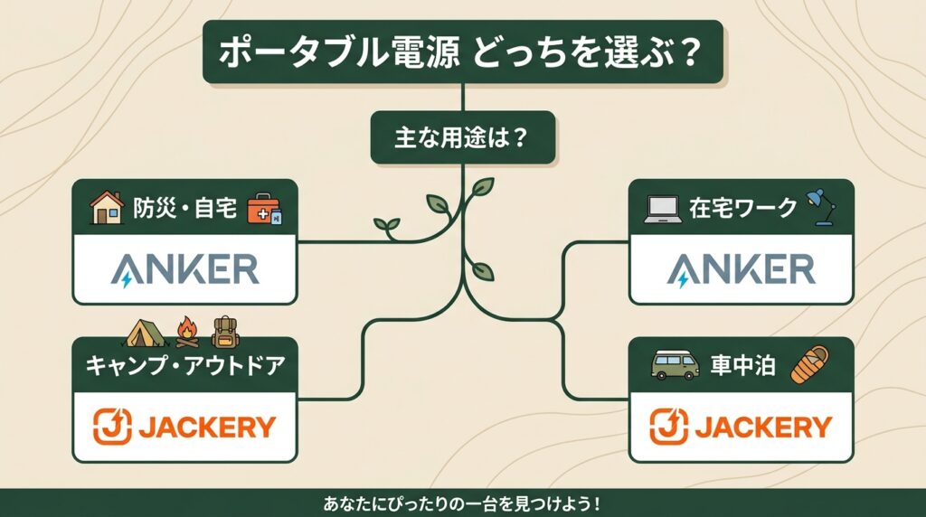 【結論】AnkerとJackeryはこう選び分ける｜5秒で分かるフロー