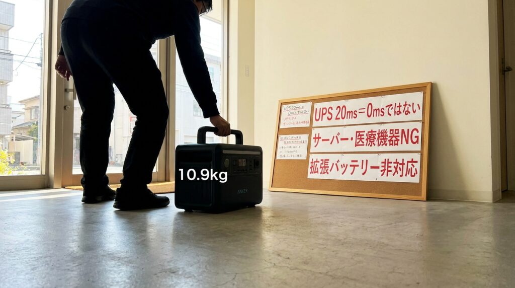 Anker Solix C800 Plusの悪い口コミ・デメリット|10.9kgとUPS制限の注意点