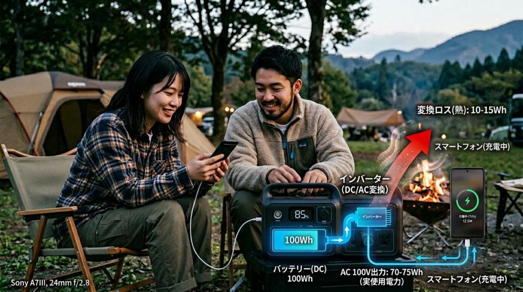 ポータブル電源の変換ロス