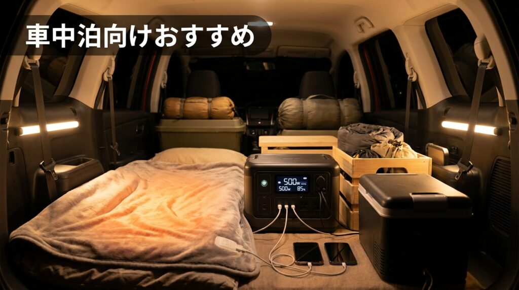 【車中泊向け】ポータブル電源おすすめ4機種|車内設置しやすいサイズ感