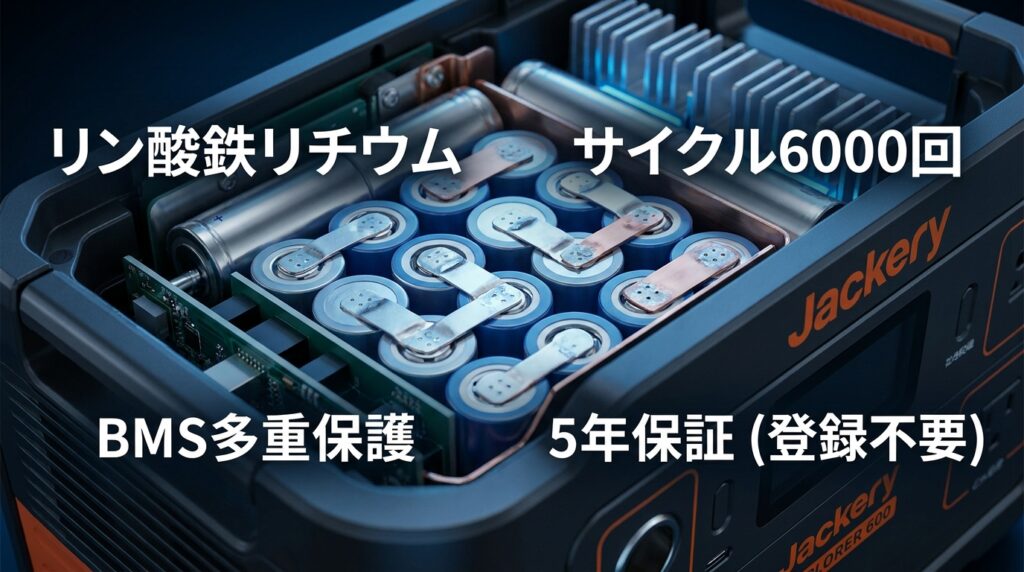 Jackery 600 Newの安全性と安心の5年長期保証