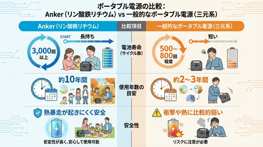 ポータブル電源の比較AnkerVS一般的なポータブル電池