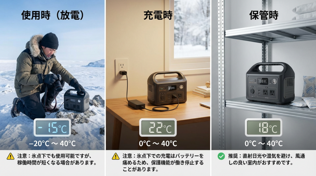 ポータブル電源は適切な温度環境で管理しよう