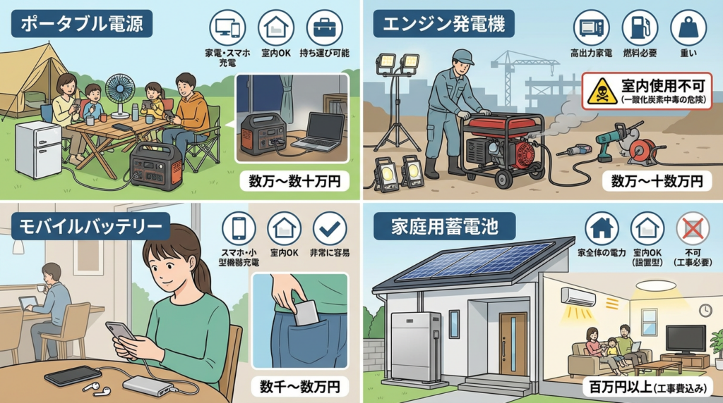 災害時に役立つ電源比較