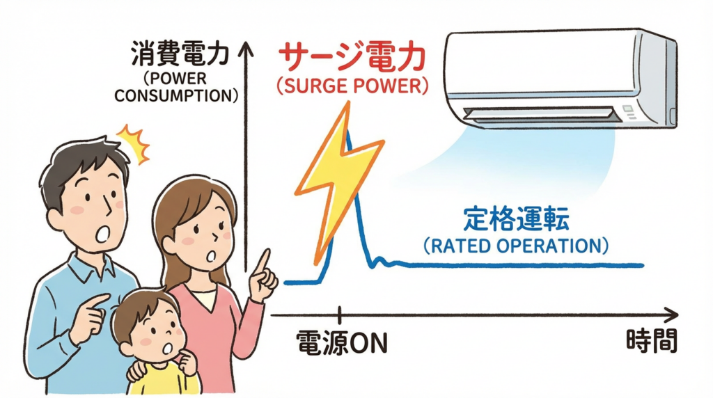 最大の壁は「起動電力（サージ電力）」
