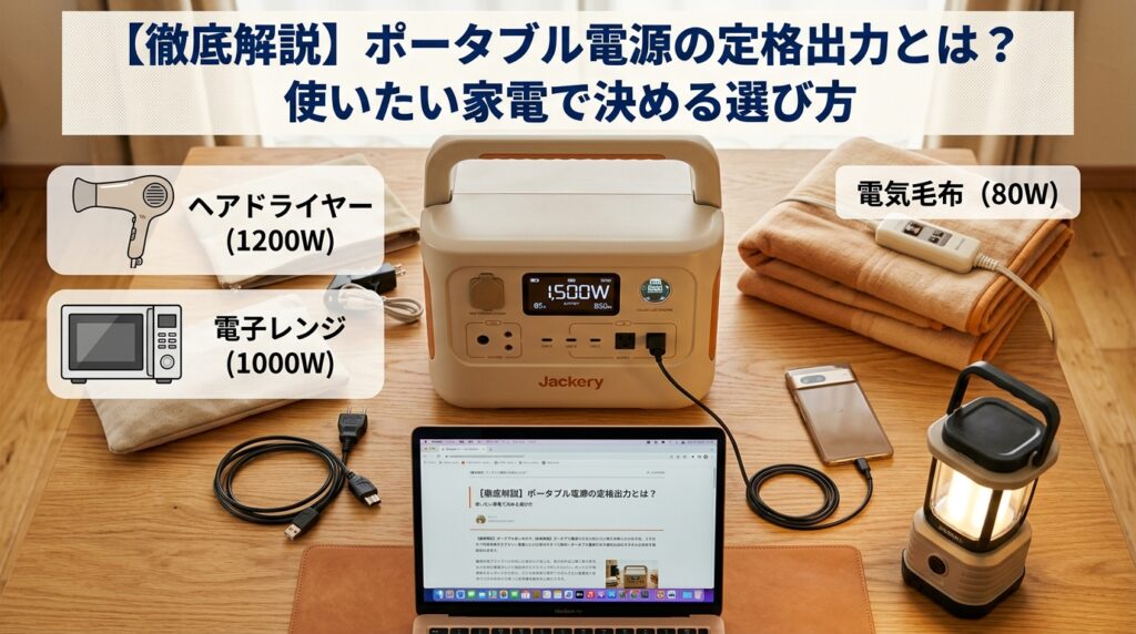 【徹底解説】ポータブル電源の定格出力とは？使いたい家電で決める選び方