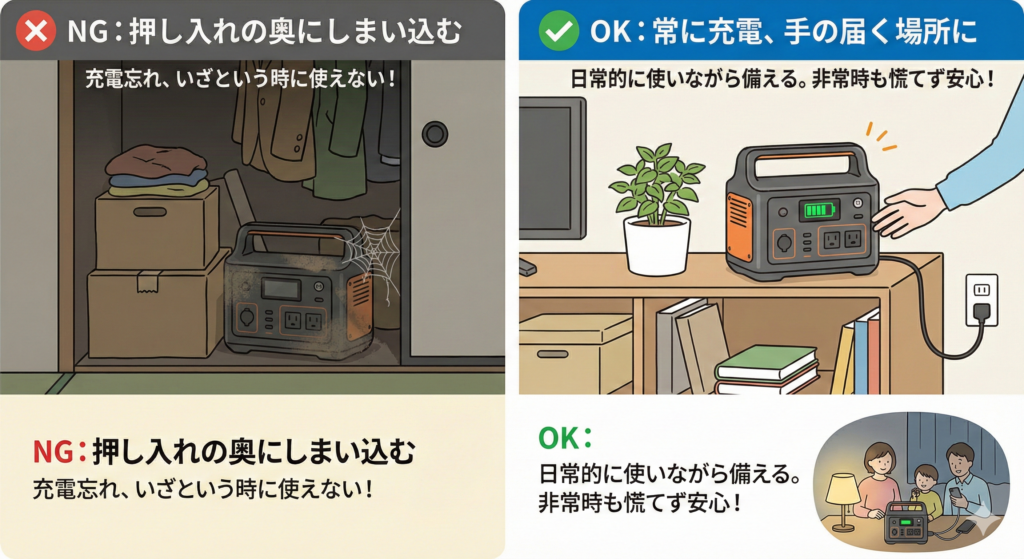 ポータブル電源保管方法