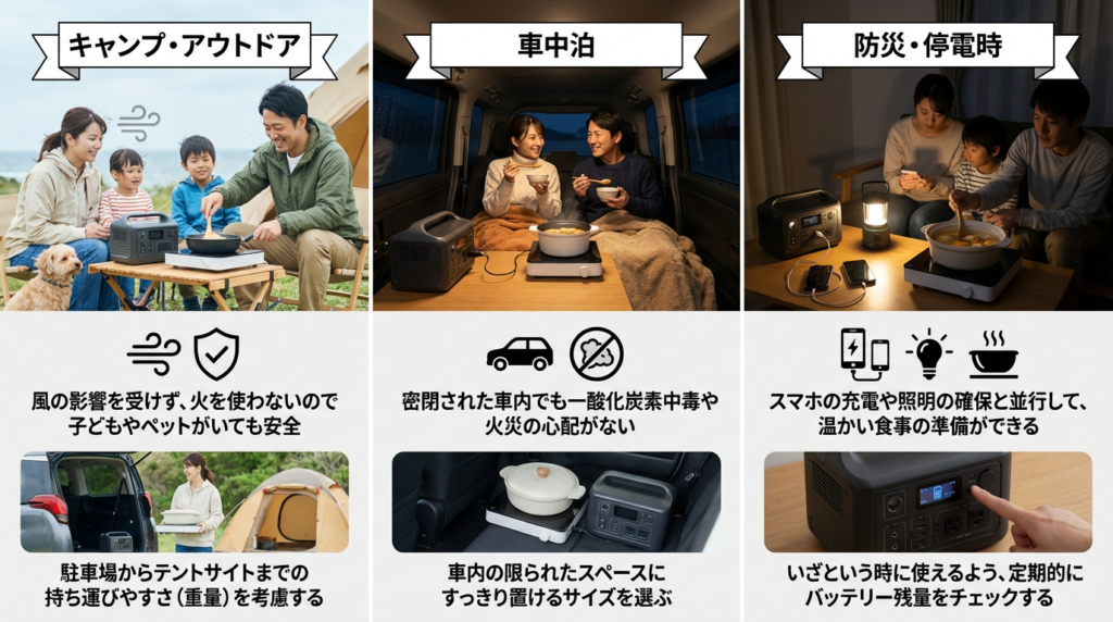 ポータブル電源と電気ケトルのメリット一覧
