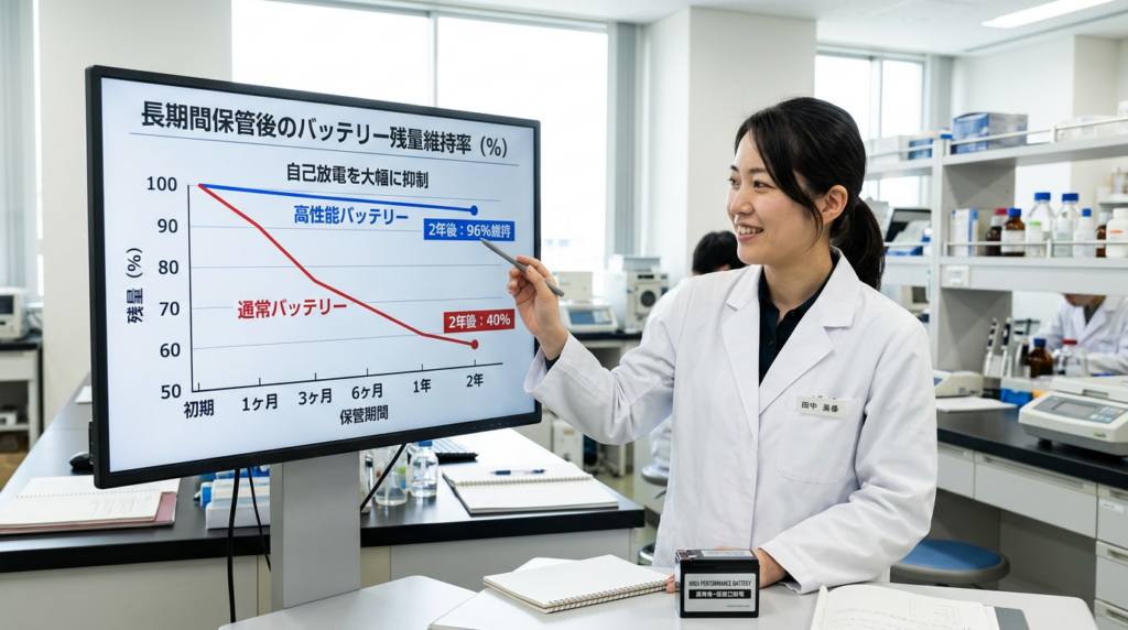 長期間保管バッテリー残量