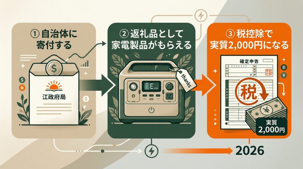 ふるさと納税でポータブル電源がもらえる！実質2,000円の仕組み