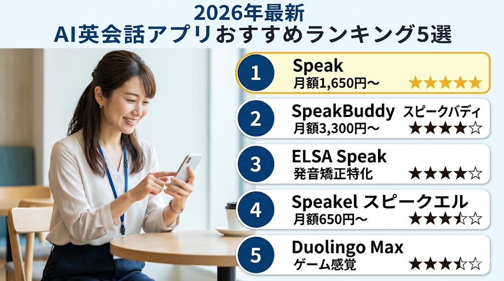 AI英会話アプリおすすめランキング5選【2026年最新比較】