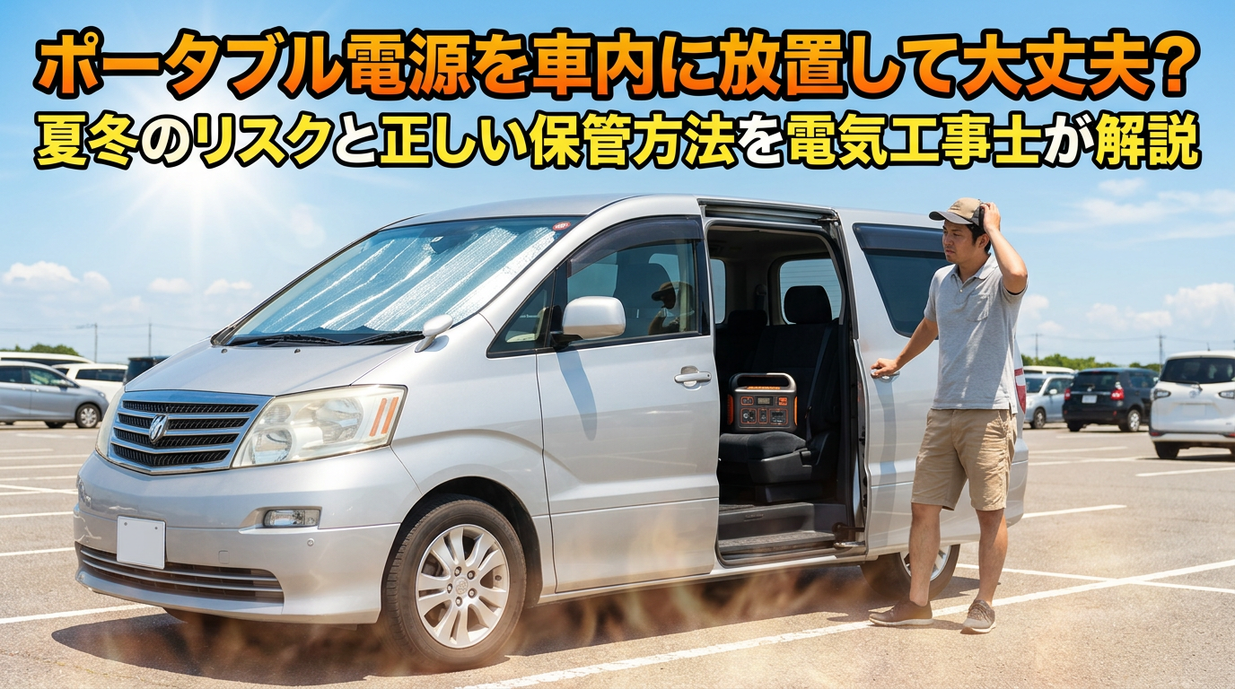 ポータブル電源を車内に放置して大丈夫？夏冬のリスクと正しい保管方法を電気工事士が解説
