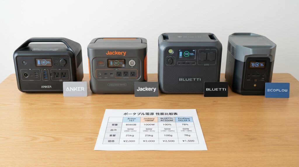 Anker vs 他社メーカー比較｜Jackery・BLUETTI・EcoFlowと何が違う？