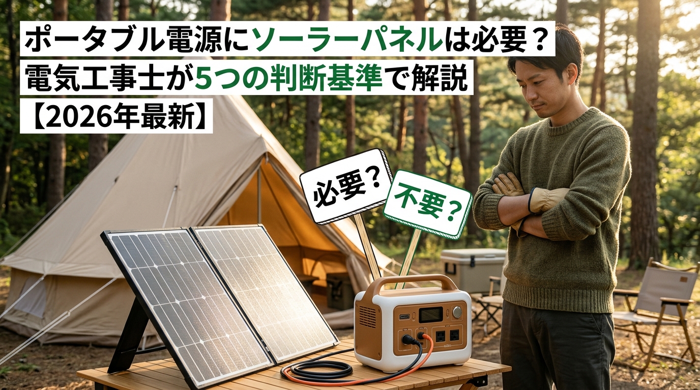 ポータブル電源にソーラーパネルは必要？電気工事士が5つの判断基準で解説【2026年最新】