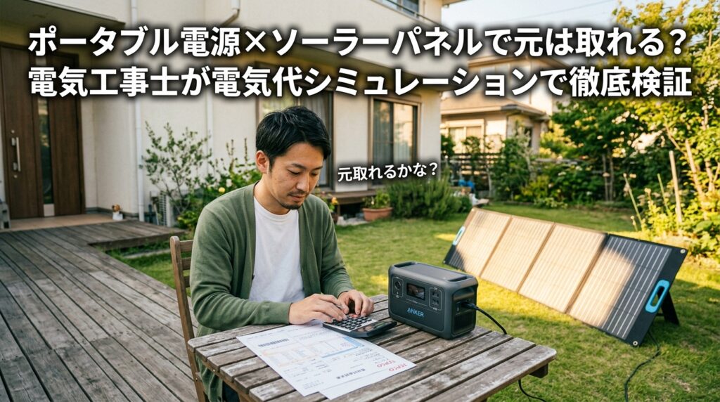ポータブル電源×ソーラーパネルで元は取れる？電気工事士が電気代シミュレーションで徹底検証
