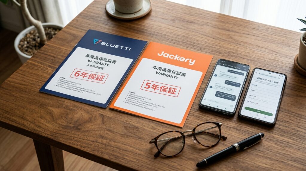 BLUETTIとJackeryのサポート・保証・廃棄プログラムを比較