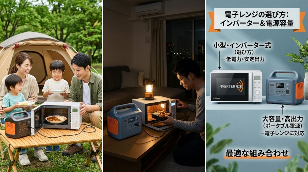 電子レンジ×ポタ電の活用シーンとポタ電に合う電子レンジの選び方