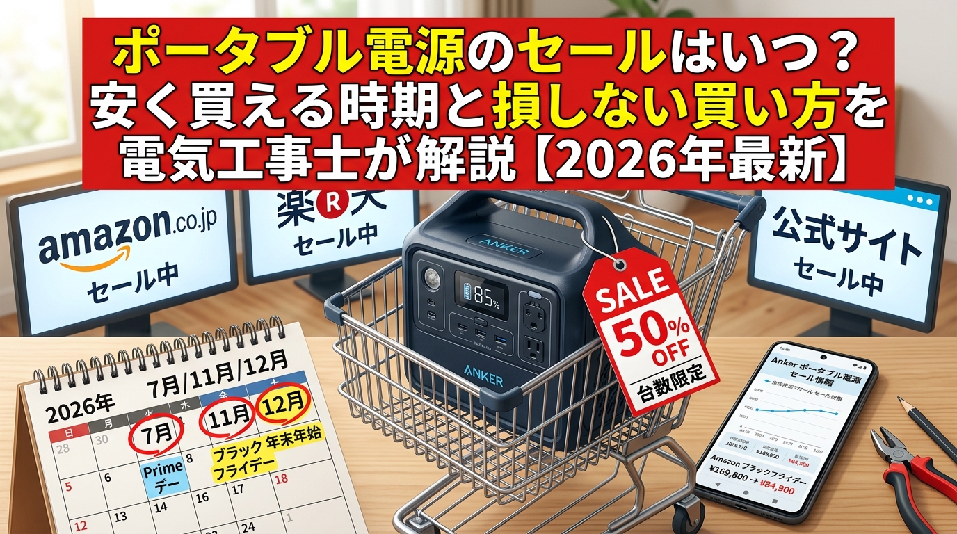 ポータブル電源のセールはいつ？安く買える時期と損しない買い方を電気工事士が解説【2026年最新】