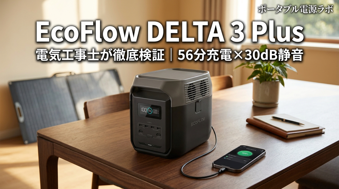 2026年最新】EcoFlow DELTA 3 Plus 徹底レビュー｜56分充電×30dB静音の