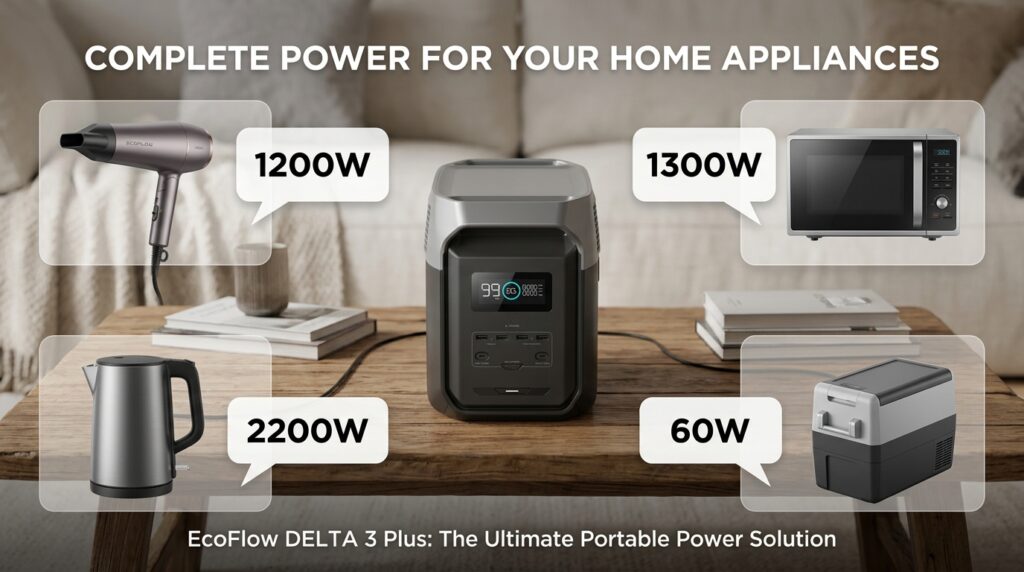 EcoFlow DELTA 3 Plusの高出力と対応家電｜X-Boost 2,000Wの実力