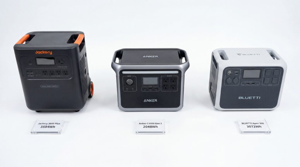 Jackery 3600 Plusとライバル機種を徹底比較｜Anker C2000 Gen 2/BLUETTI Apex 300