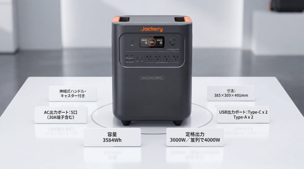 Jackery 3600 Plusの基本スペックと特徴｜公式情報を電気工事士視点で解説