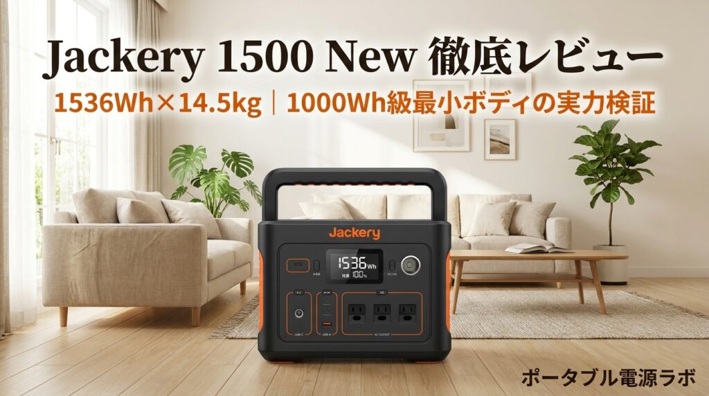 Jackery 1500 Newの口コミ・評判は？電気工事士が1000Wh級最小ボディ1536Whを徹底レビュー