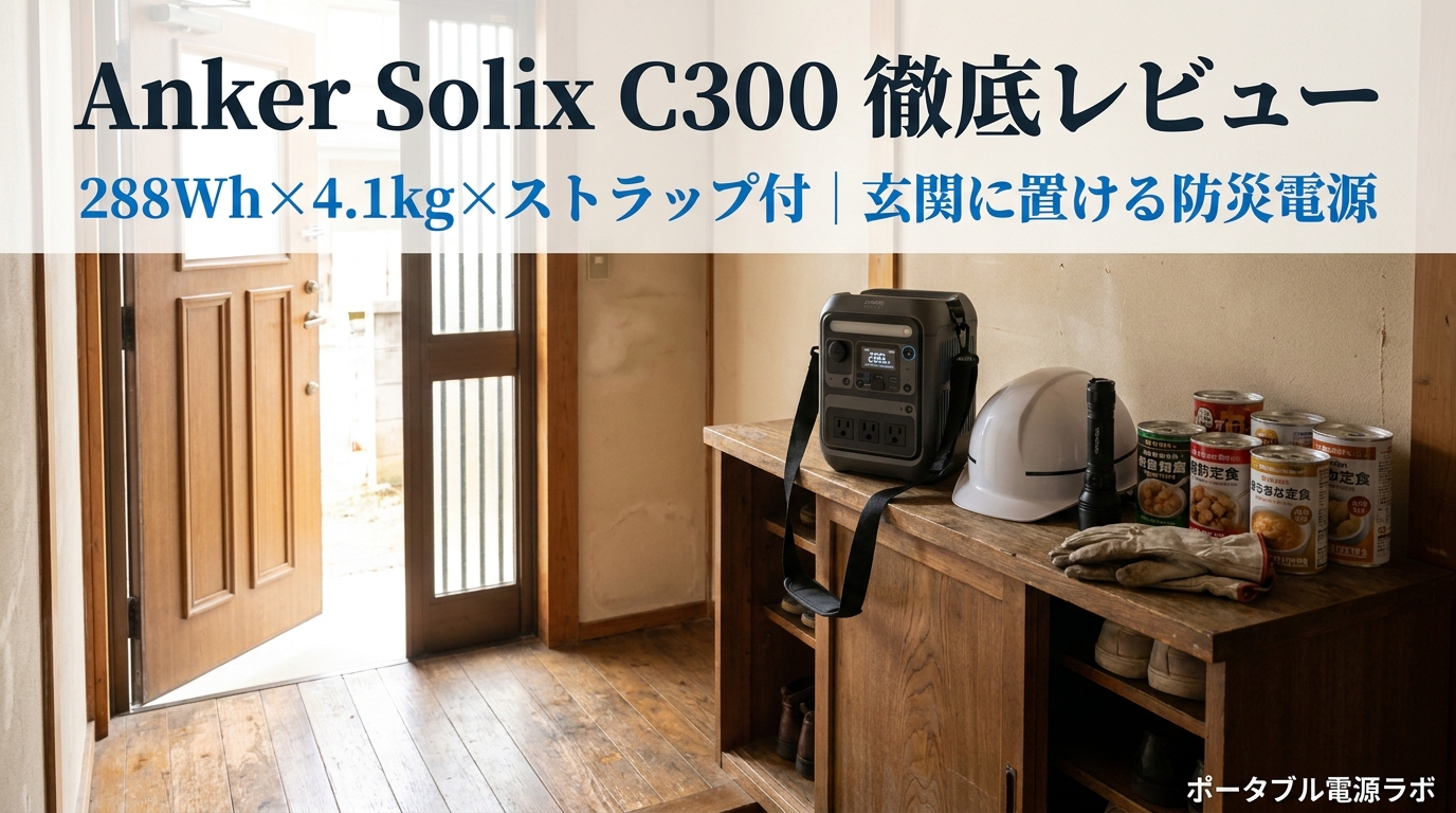 Anker Solix C300の口コミ・評判は?電気工事士が玄関に置ける防災電源の実力を徹底検証