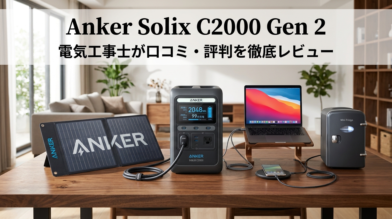 Anker Solix C2000 Gen 2の口コミ・評判は？電気工事士が2048Whモデルを徹底レビュー