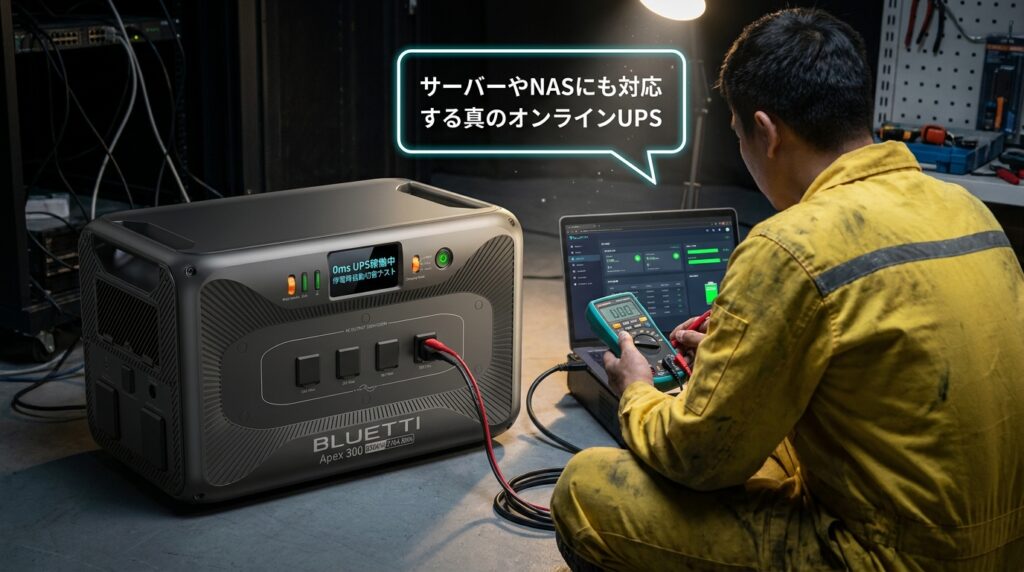 BLUETTI Apex 300の0ms UPSとモジュラー長期使用｜電気工事士の現場視点