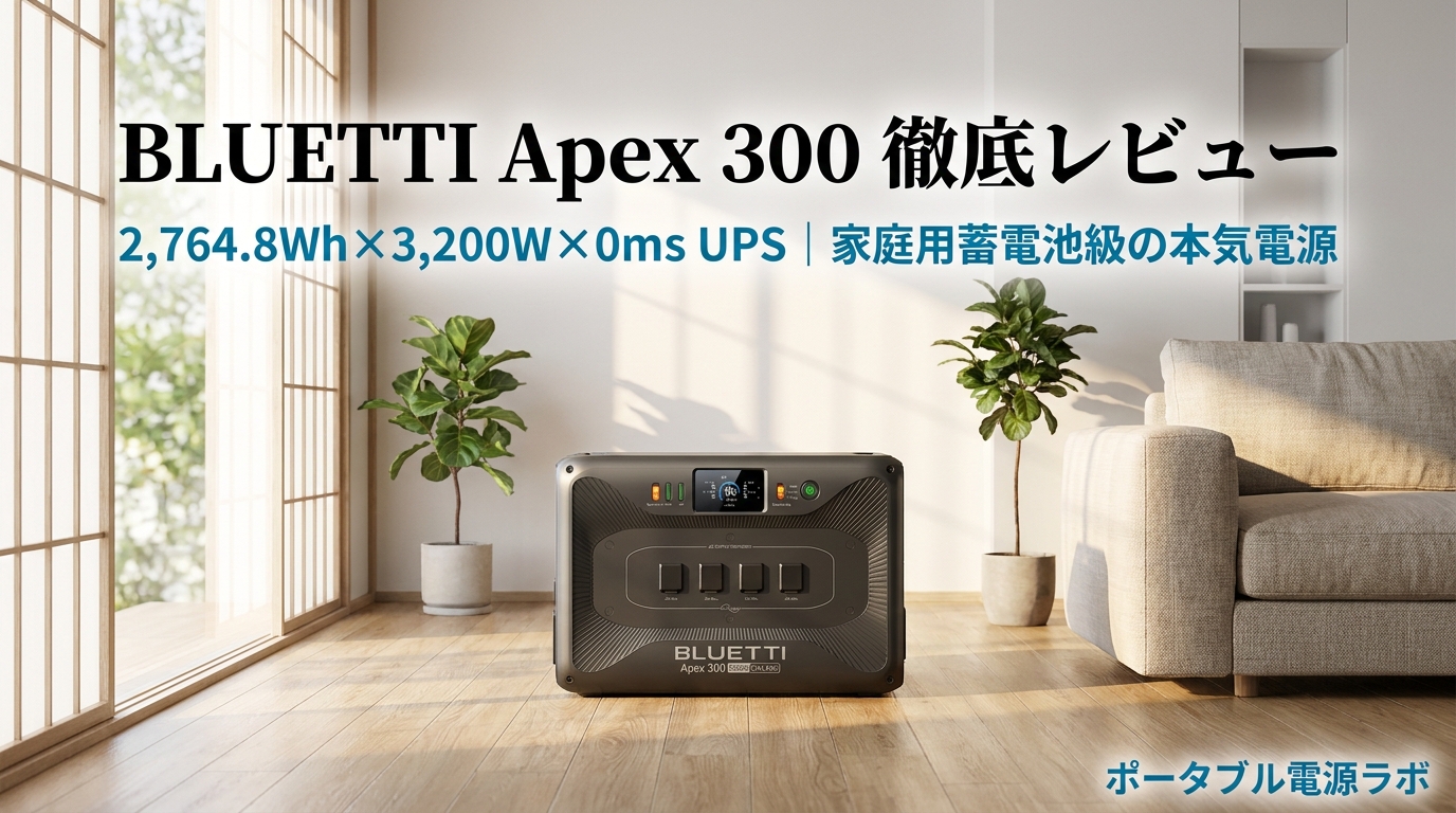BLUETTI Apex 300の口コミ・評判は？電気工事士が0ms UPS搭載家庭用蓄電池級モデルを徹底検証