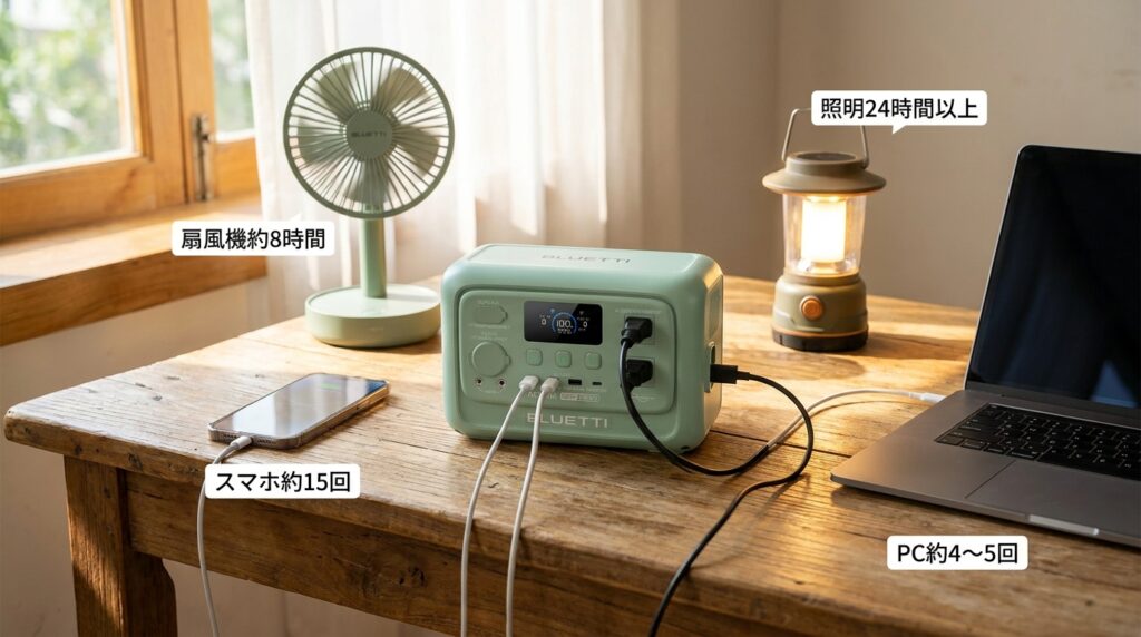 BLUETTI AORA 30 V2で何が動く?288Wh・600Wの使用イメージ