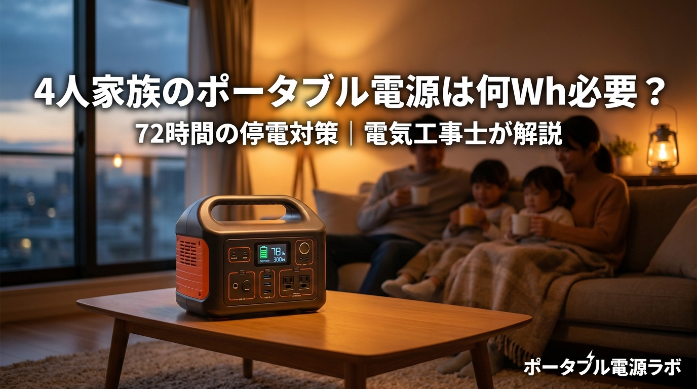 4人家族のポータブル電源は何Wh必要？72時間の停電対策に最適な容量と選び方を電気工事士が解説