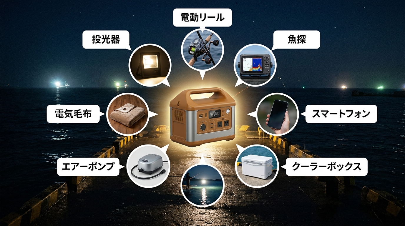 釣りでポータブル電源を使ってできること一覧