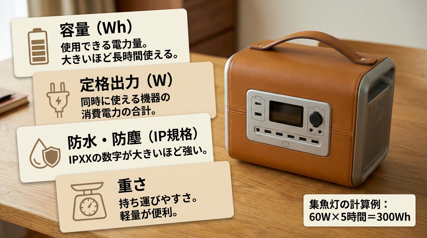 釣り向けポータブル電源の選び方のポイント