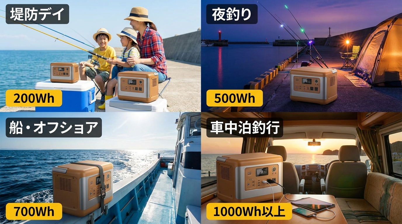 釣りスタイル別のおすすめポータブル電源容量と活用法