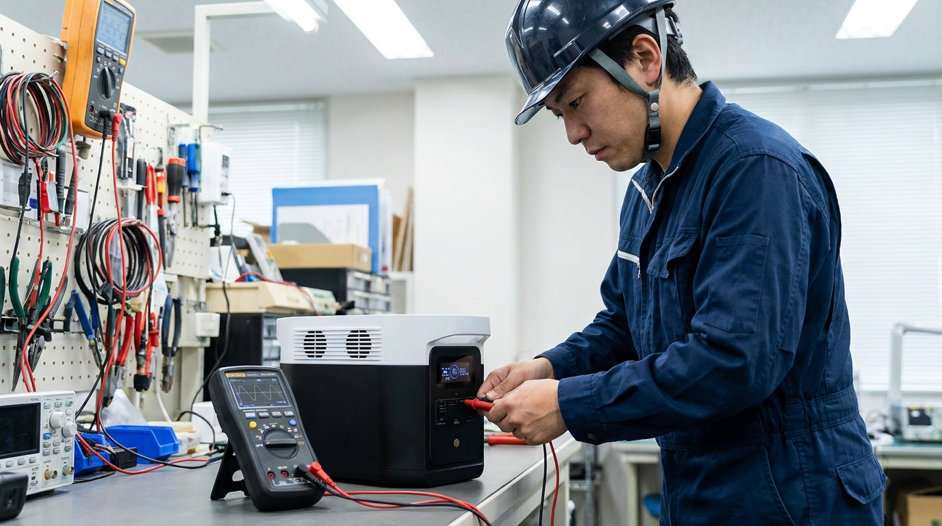 電気工事士がEcoFlow RIVER 3 Plusを検証するイメージ