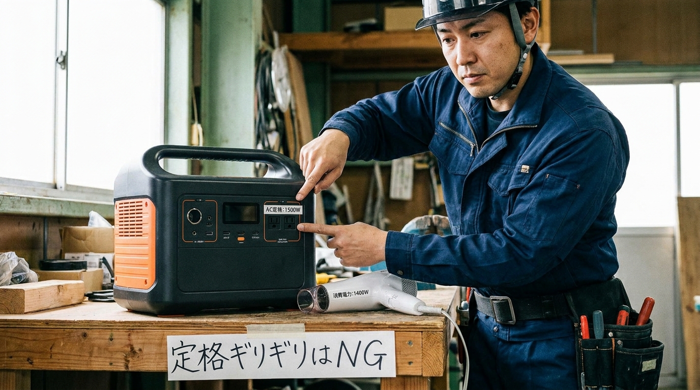 電気工事士がドライヤー使用時の注意点を確認するイメージ