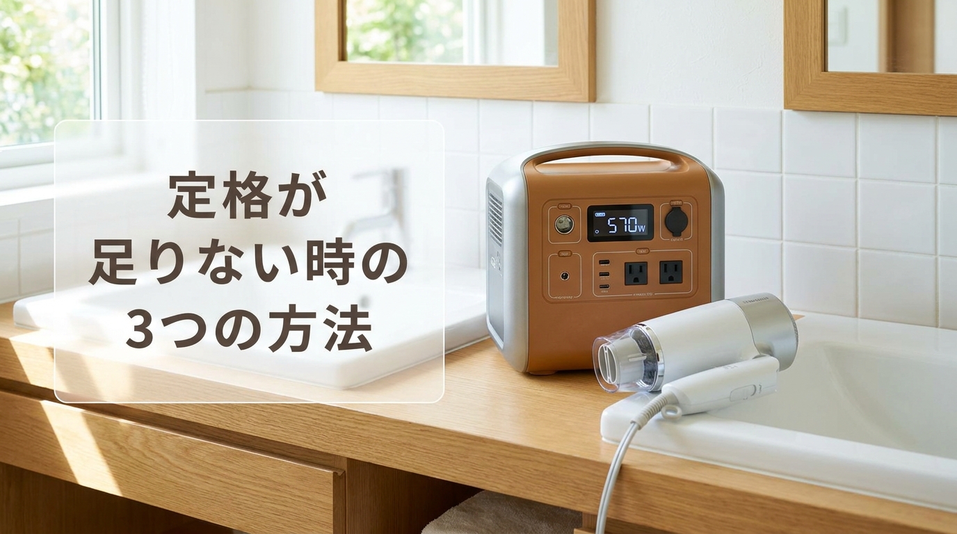 小さいポータブル電源でドライヤーを使う方法のイメージ