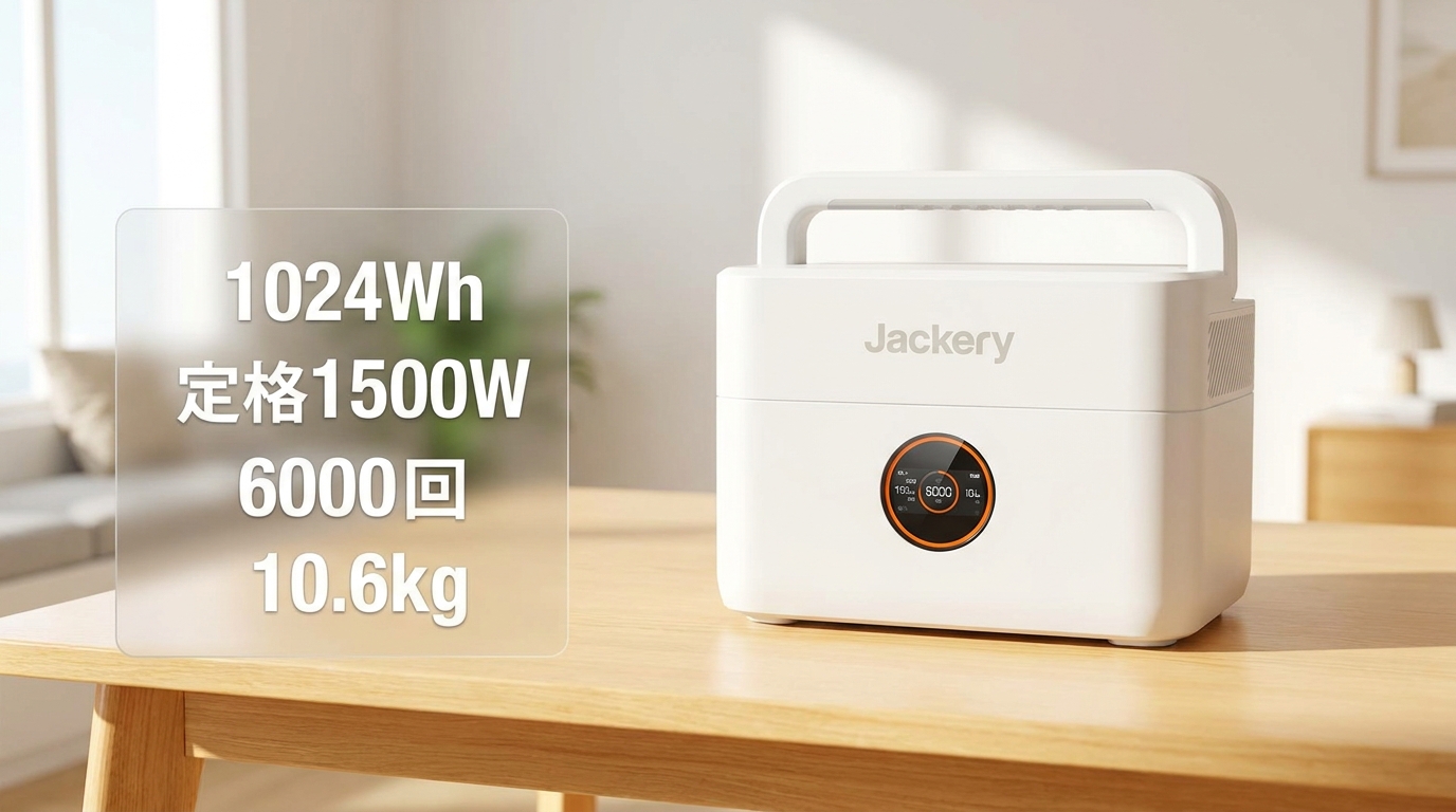Jackery 1000 New V3の基本スペックを一覧でまとめた表のイメージ