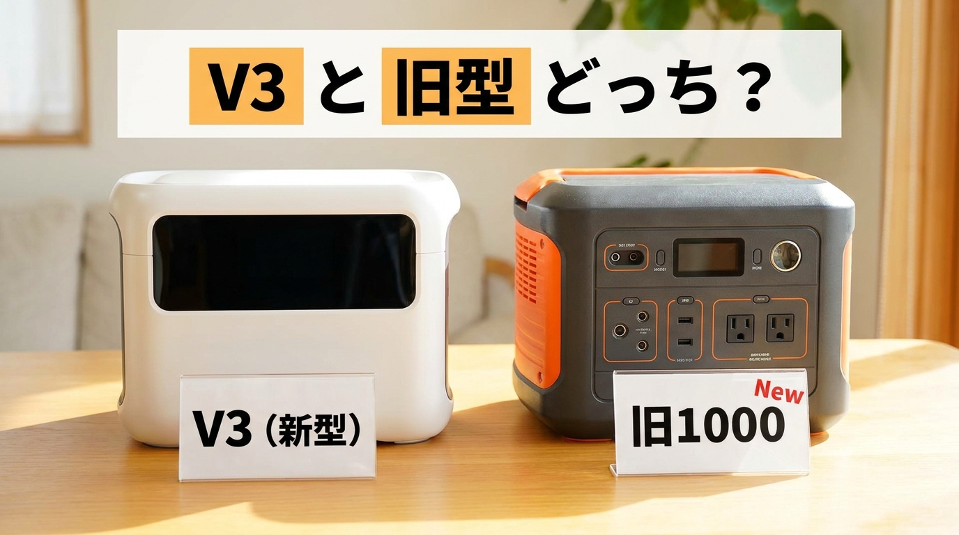Jackery 1000 New V3と旧1000 Newを並べてスペックを比較したイメージ