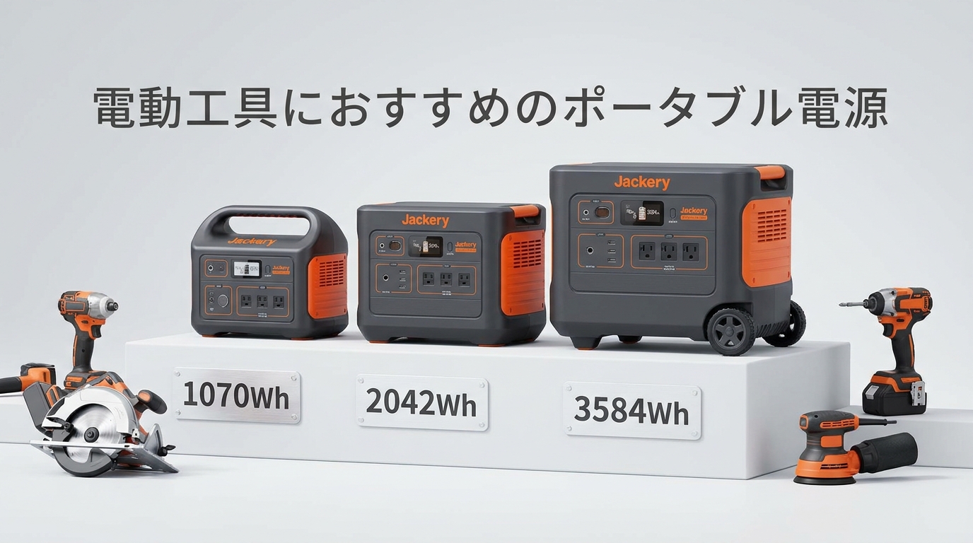 電動工具に使えるおすすめポータブル電源のイメージ
