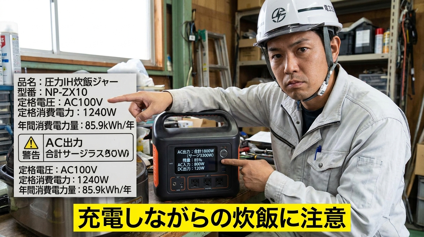 電気工事士が炊飯器使用時の注意点を確認するイメージ