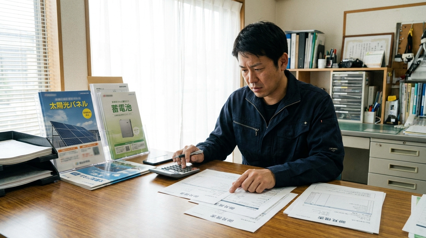太陽光・蓄電池の見積もりで価格差がつく理由を電気工事士が解説するイメージ
