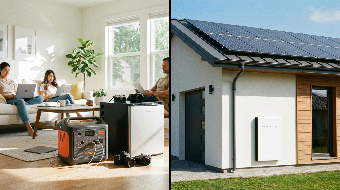 ポータブル電源と住宅用太陽光発電の使い分けのイメージ