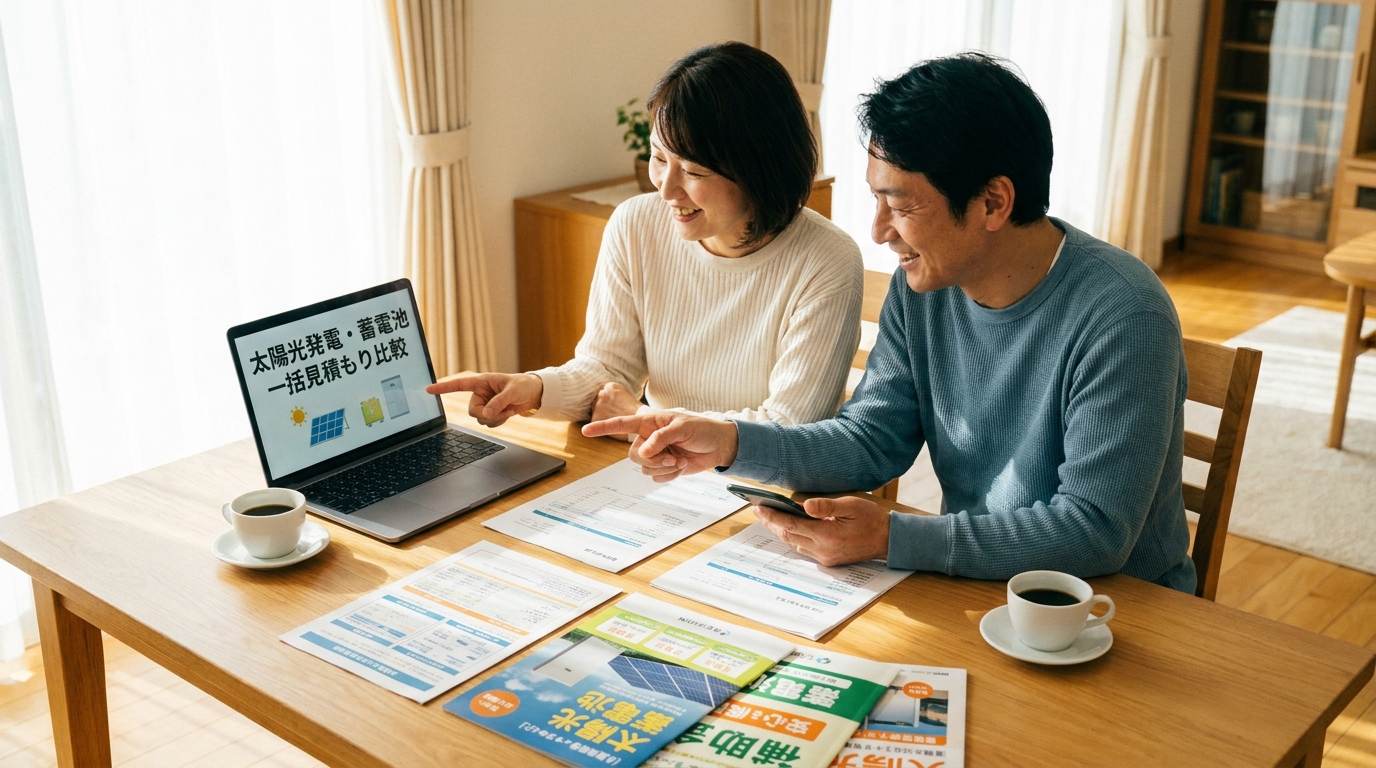 太陽光・蓄電池の一括見積もりの使い方のイメージ