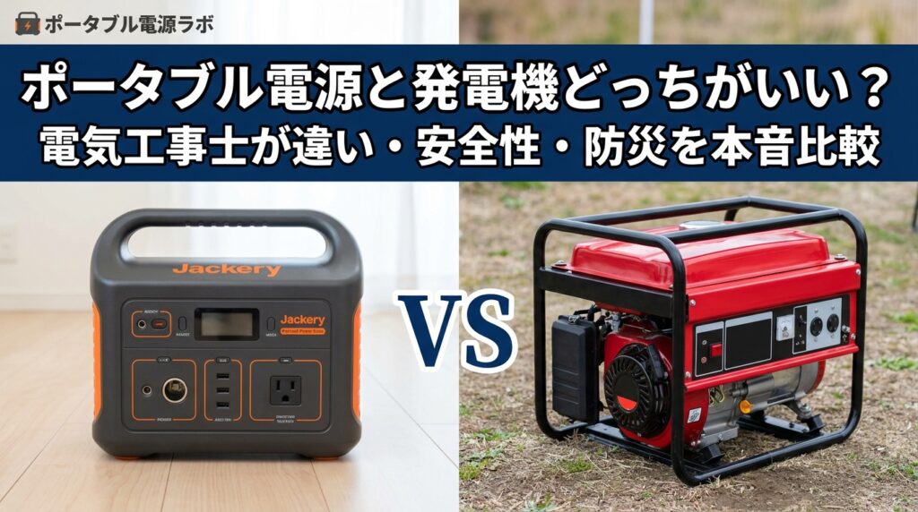 ポータブル電源と発電機はどっちがいい？電気工事士が比較